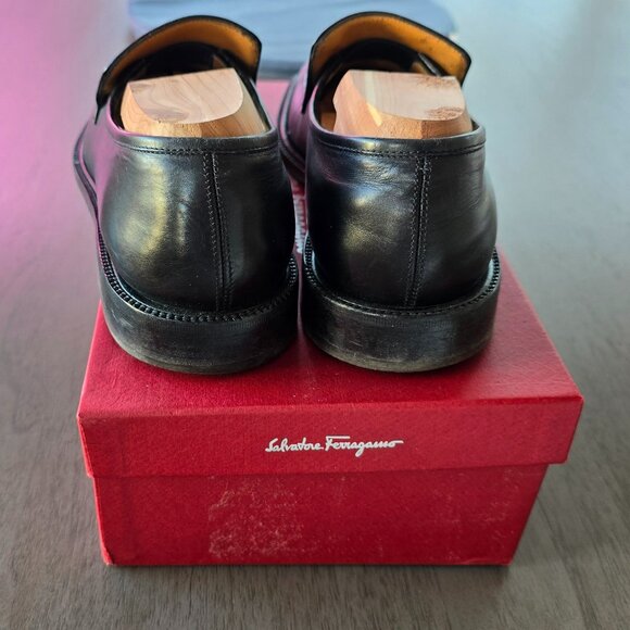 Salvatore Ferragamo Studio Loafers 7D Blk Leather Chrome Gancini Bit Dress Shoe main image 4